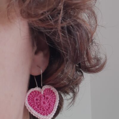 Boucles d'oreilles coeur au crochet