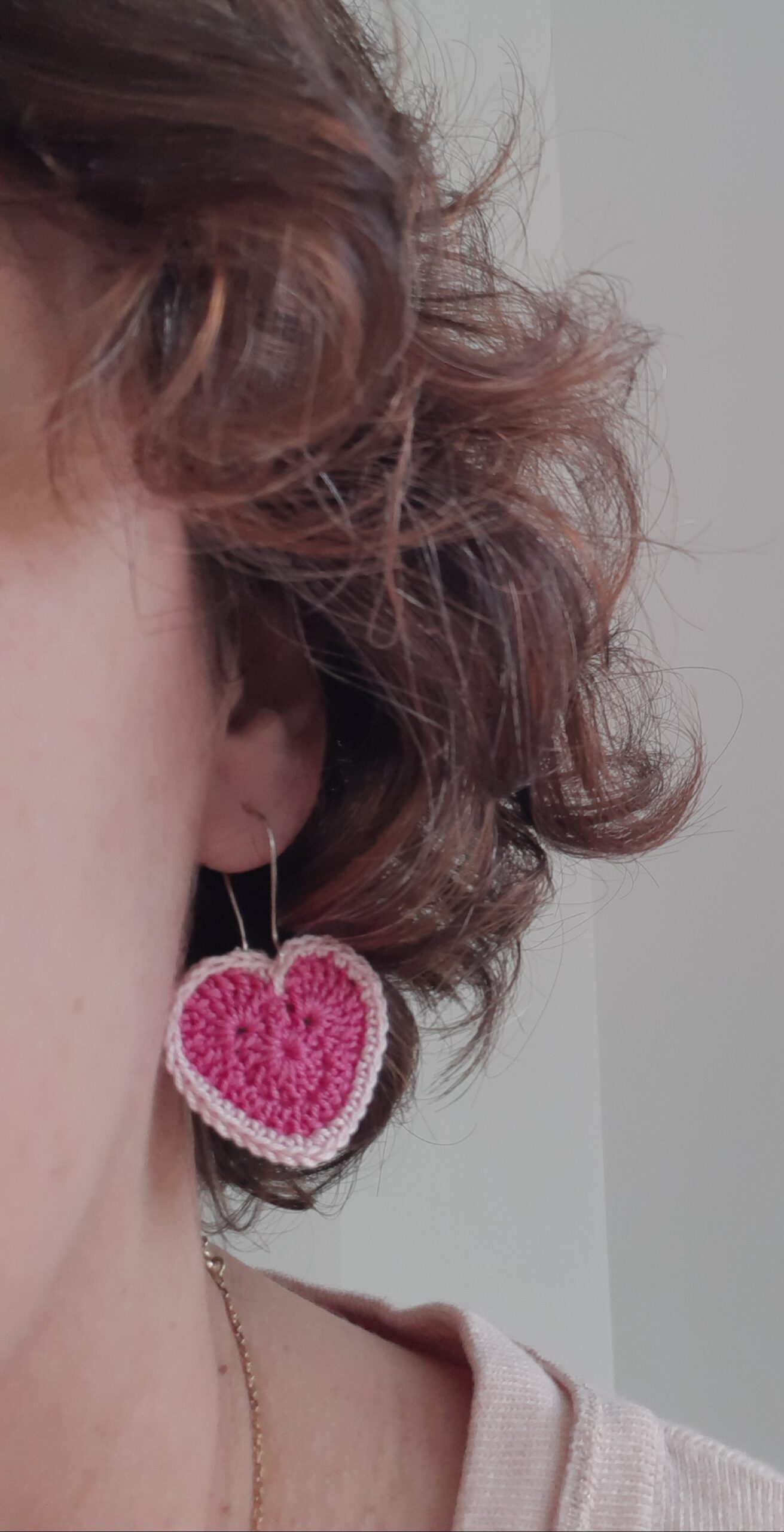Boucles d'oreilles coeur au crochet