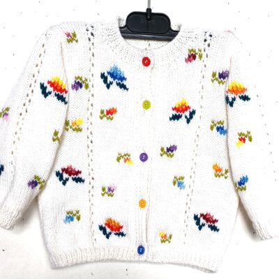 Gilet blanc pour bébé, brodé de fleurs multicolores, taille 1 an