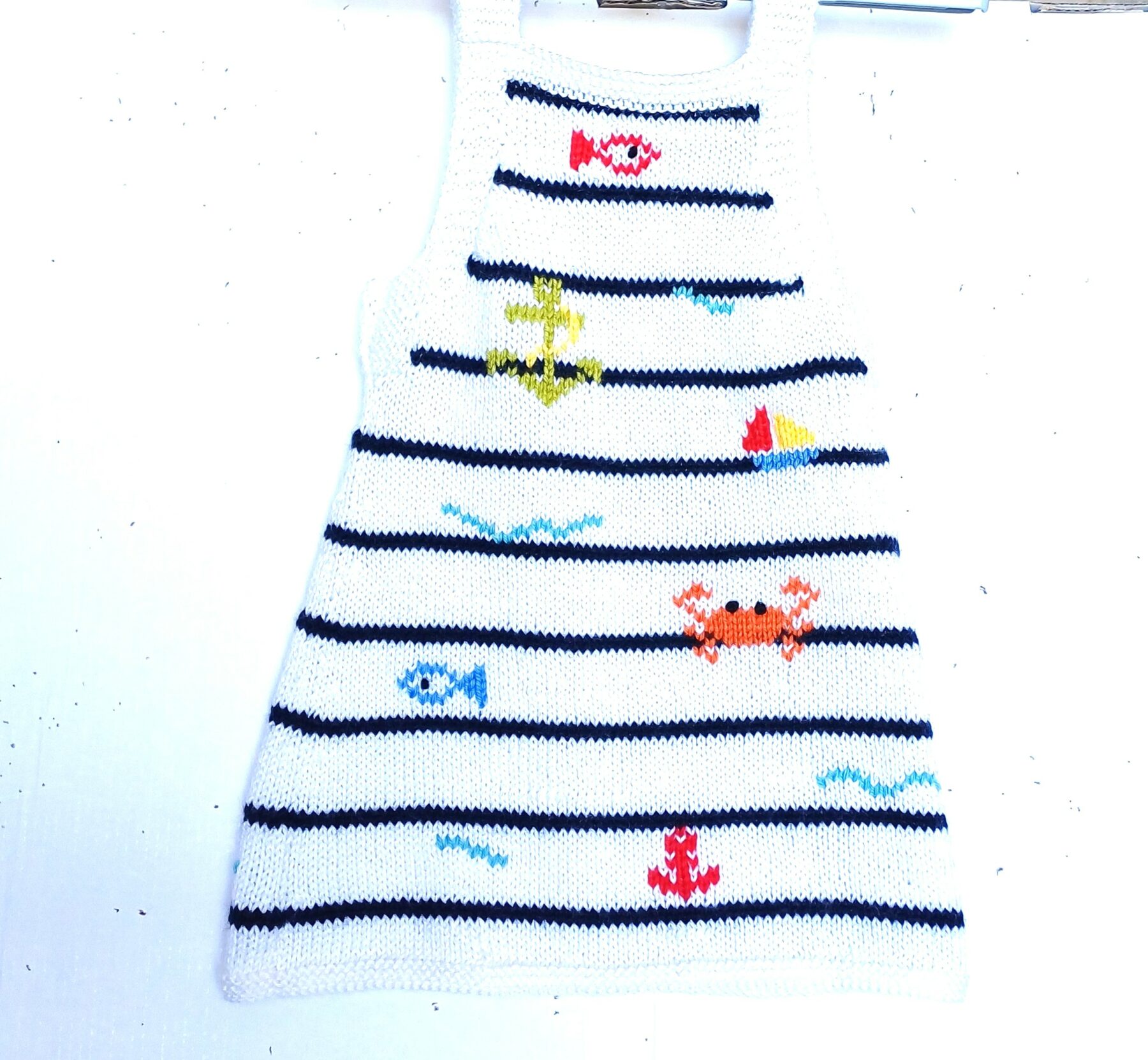 Robe bébé 6 mois, motif mer, tricotée main – Image 2