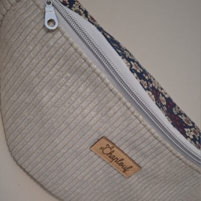 Sac banane velours côtelé collection Floraison d'Ivoire