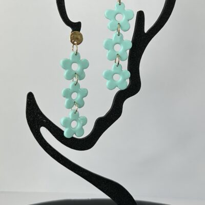 Boucles d’oreilles « Trioflora » en pâte polymère vert pastel