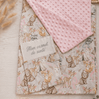 Coffret cadeau naissance couverture protège carnet santé animaux de la fôret