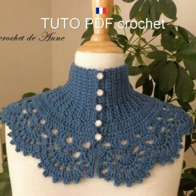 TUTO CROCHET - Tour de cou/Col de style Victorien , orné d'une bordure dentelle , facile à réaliser !
