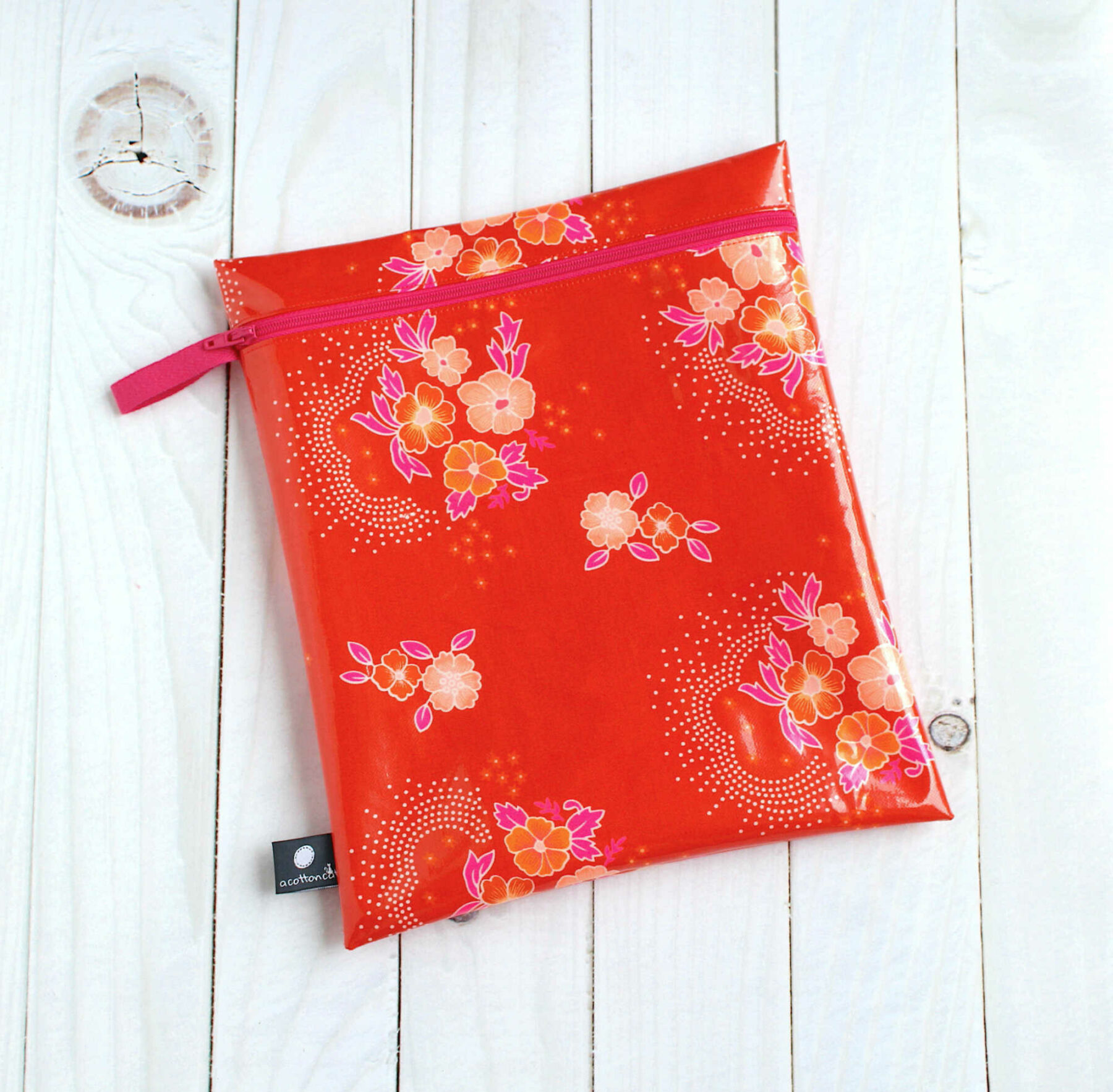 Pochette enduite maillot mouillé, trousse impermeable XL zippée, sac pique nique – Image 2