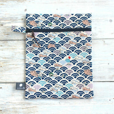 pochette japonaise zip plate tissu chats