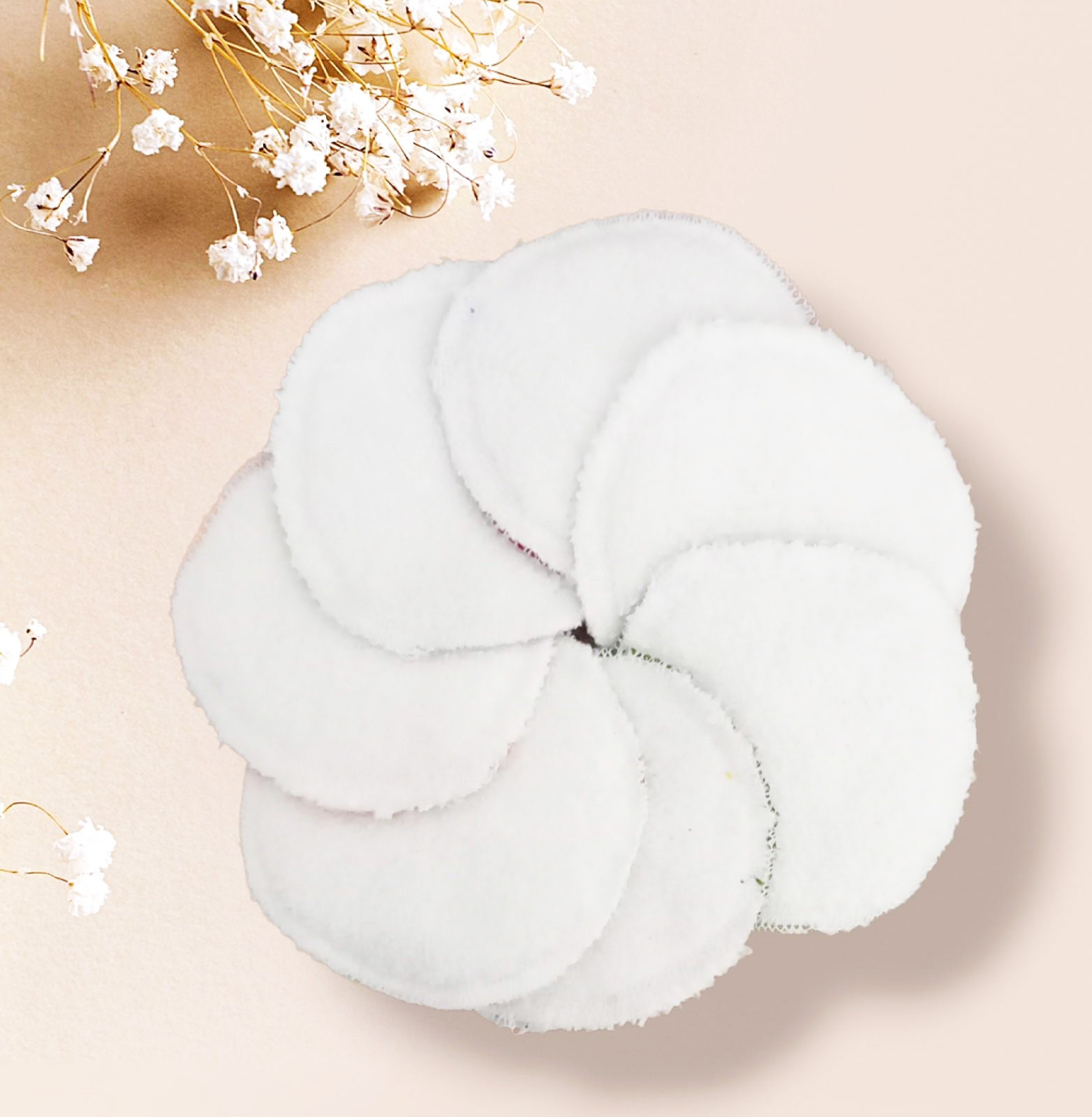 Disques démaquillants lavables - EUCALYPTUS - (lot de 7) - Lingettes démaquillantes lavables et réutilisables - Tampons démaquillants lavables et réutilisables
