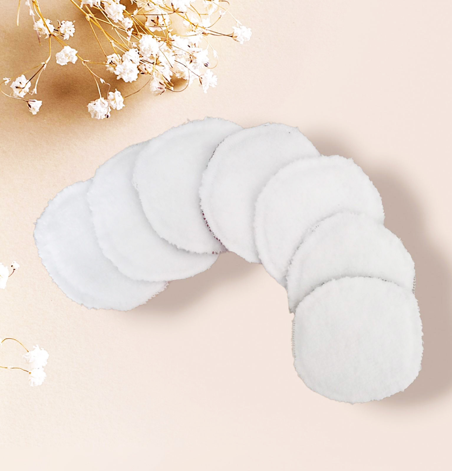 Disques démaquillants lavables - EUCALYPTUS - (lot de 7) - Lingettes démaquillantes lavables et réutilisables - Tampons démaquillants lavables et réutilisables