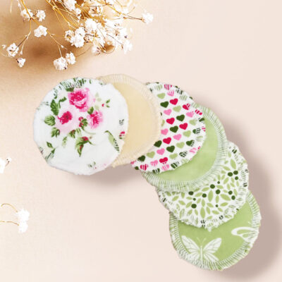 Disques démaquillants lavables - ROSES - (lot de 6) - Lingettes démaquillantes lavables et réutilisables - Tampons démaquillants lavables et réutilisables