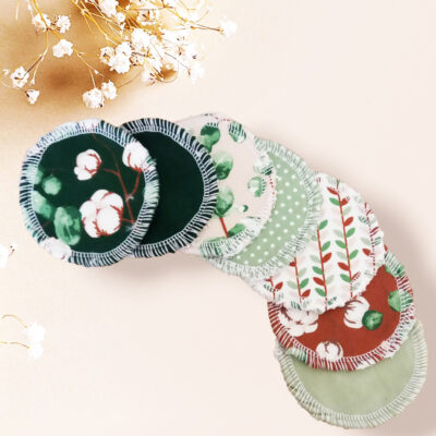 Disques démaquillants lavables - EUCALYPTUS - (lot de 7) - Lingettes démaquillantes lavables et réutilisables - Tampons démaquillants lavables et réutilisables