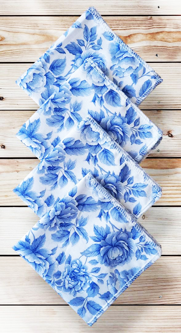Mouchoirs en coton lavables et réutilisables BRIDGERTON COBALT (25 x 25 cm) Mouchoir alternatif et durable - Hanckies