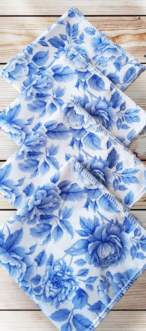 Mouchoirs en coton lavables et réutilisables BRIDGERTON COBALT (25 x 25 cm) Mouchoir alternatif et durable - Hanckies