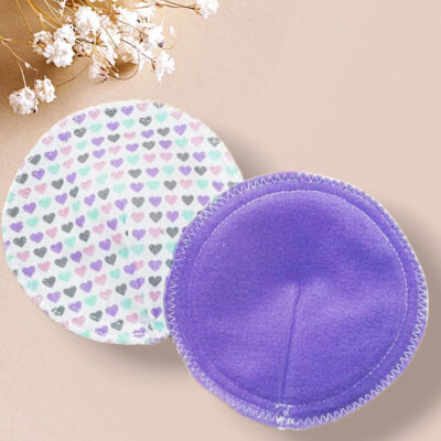 Compresses d'allaitement lavables et réutilisables absorbantes douces et étanches - COEURS TENDRES - Coussinets mammaires lavables en micro-polaire - Coussinets de maternité écologiques