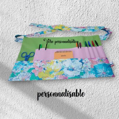 Tablier maîtresse - maitre - Atsem, tablier multipoches personnalisable, cadeau de fin d'année scolaire