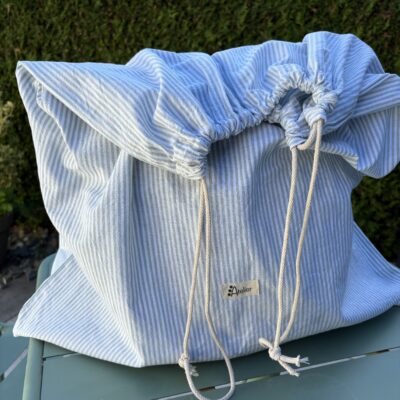 Sac à linge vert à rayures pour les Vacances (grande capacité).