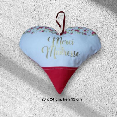 cadeau maîtresse ou maître, fin d'année scolaire, sac doublé, pochon brodé main ou coeur
