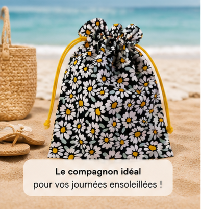 Pochon maillot de bain imperméable – Sac bikini réutilisable – Pochette plage fait main – Image 4