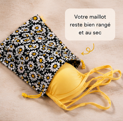 Pochon maillot de bain imperméable – Sac bikini réutilisable – Pochette plage fait main – Image 2