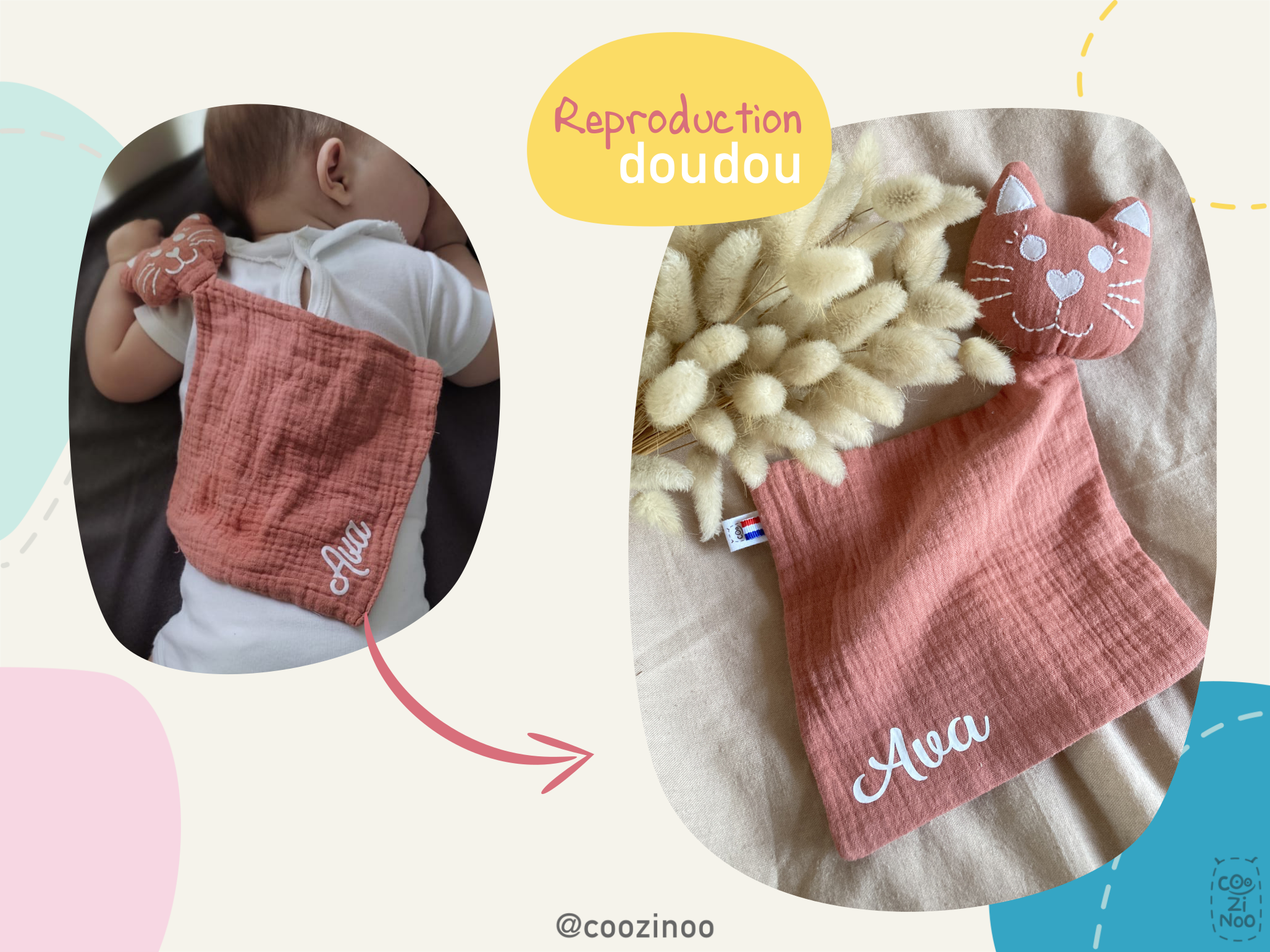 reproduction doudou lange chat