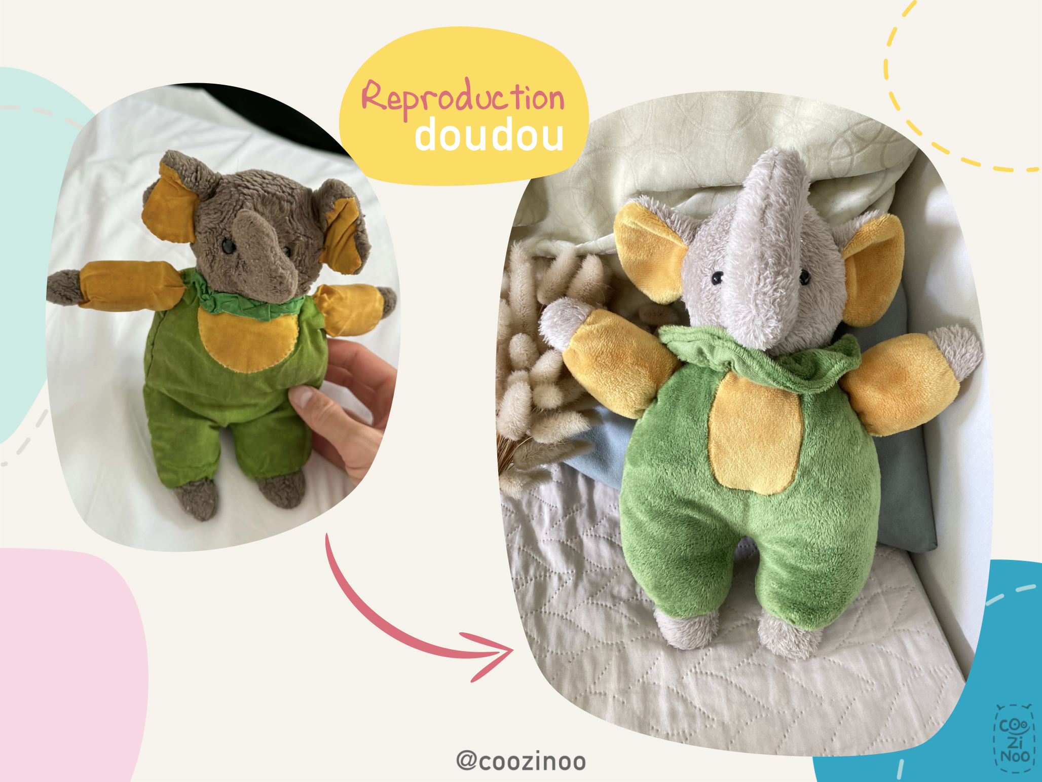 reproduction doudou elephant babar