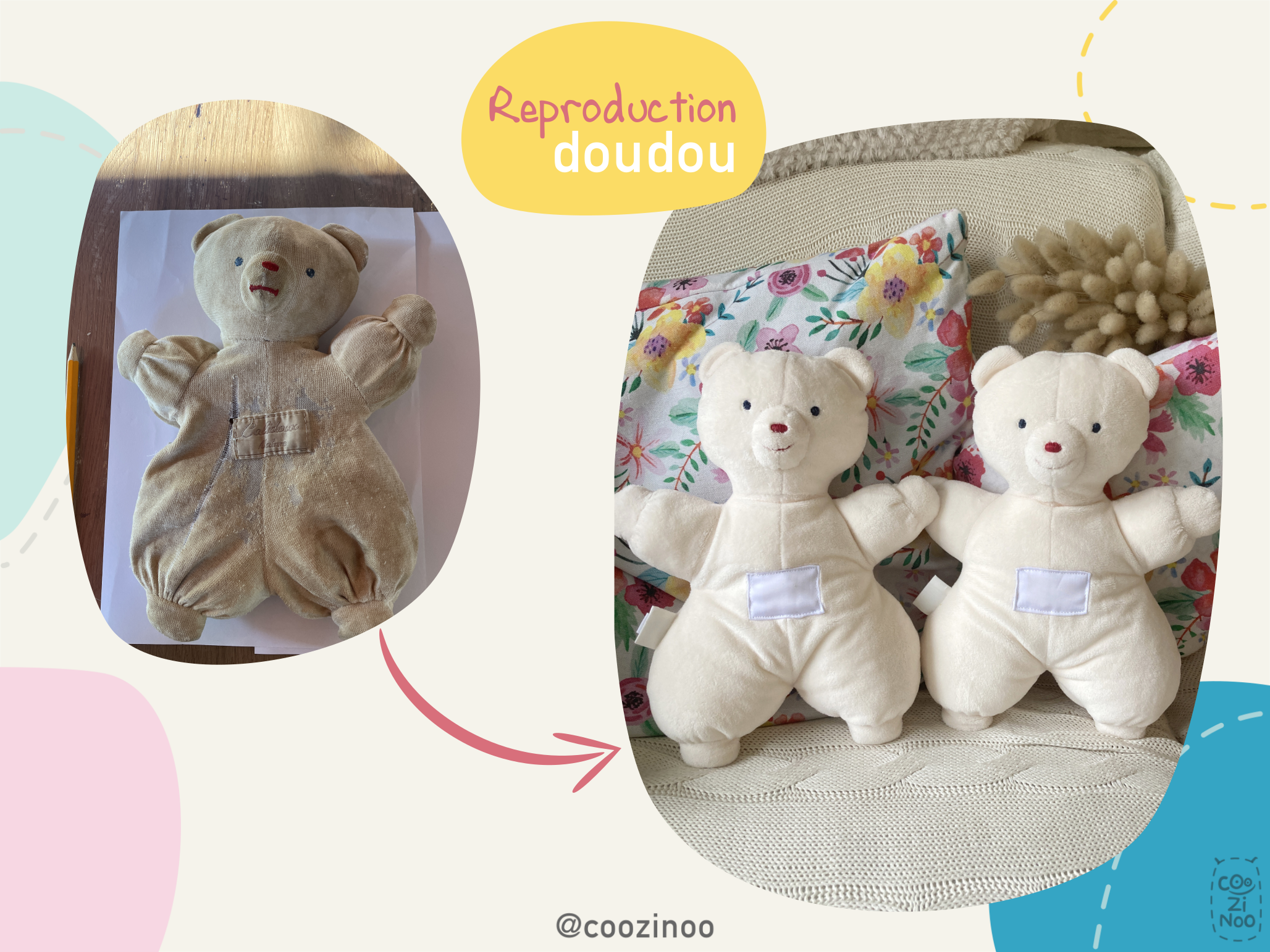 reproduction doudou ours blanc