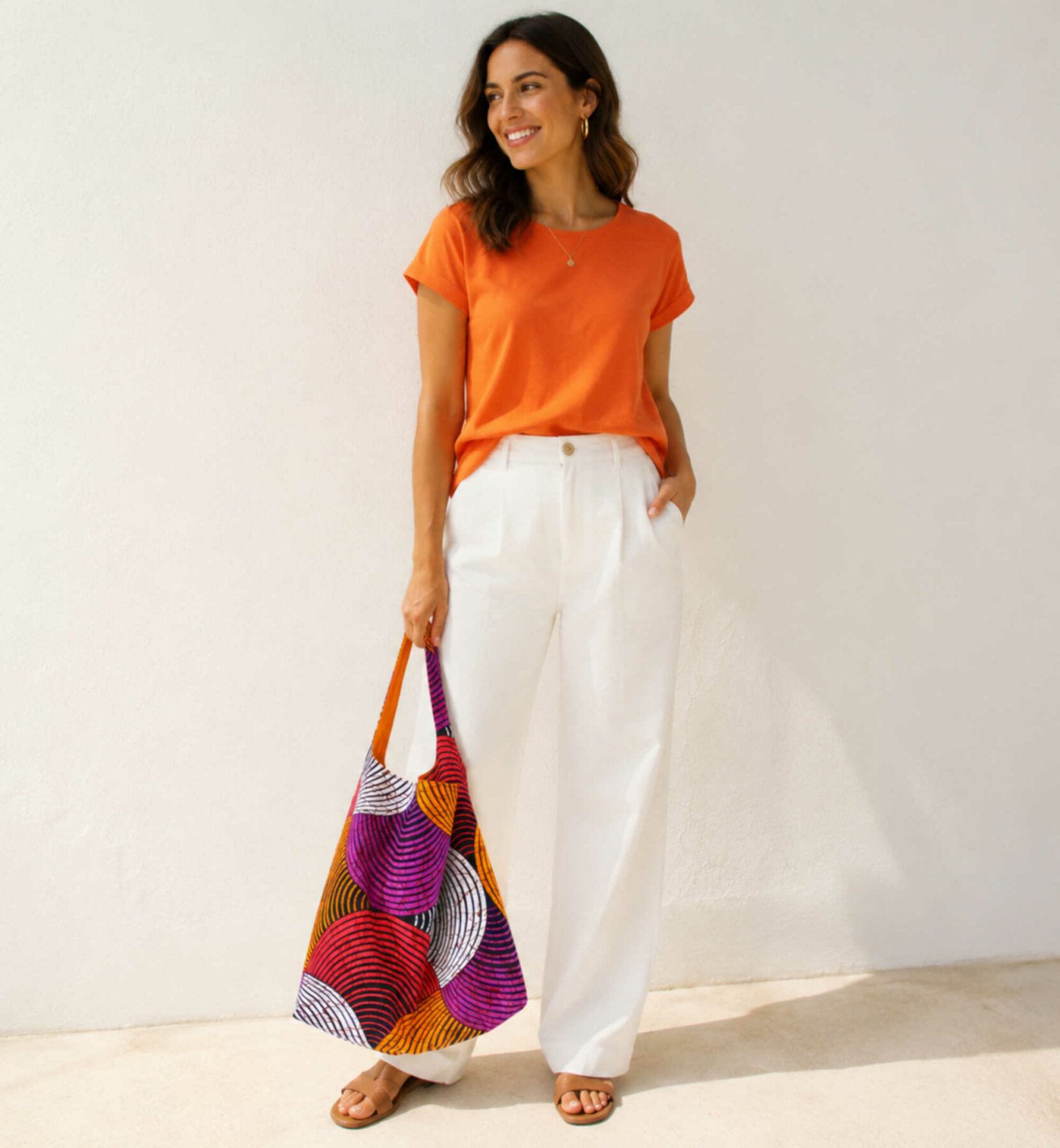 sac boho tissu wax, grand sac cabas, sac une anse porté épaule, sac à courses – Image 4