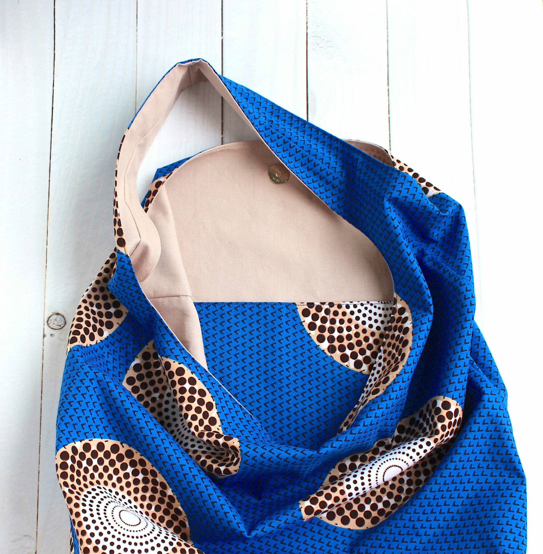 sac boho wax bleu poches interieures