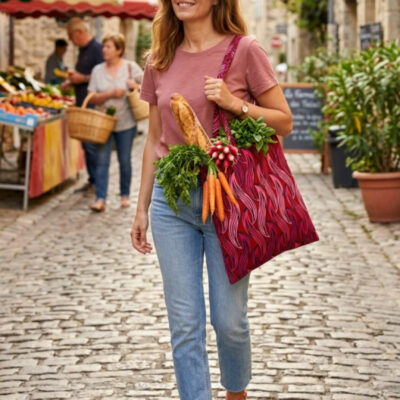 Sac tote en wax, sac pliable, sac à courses