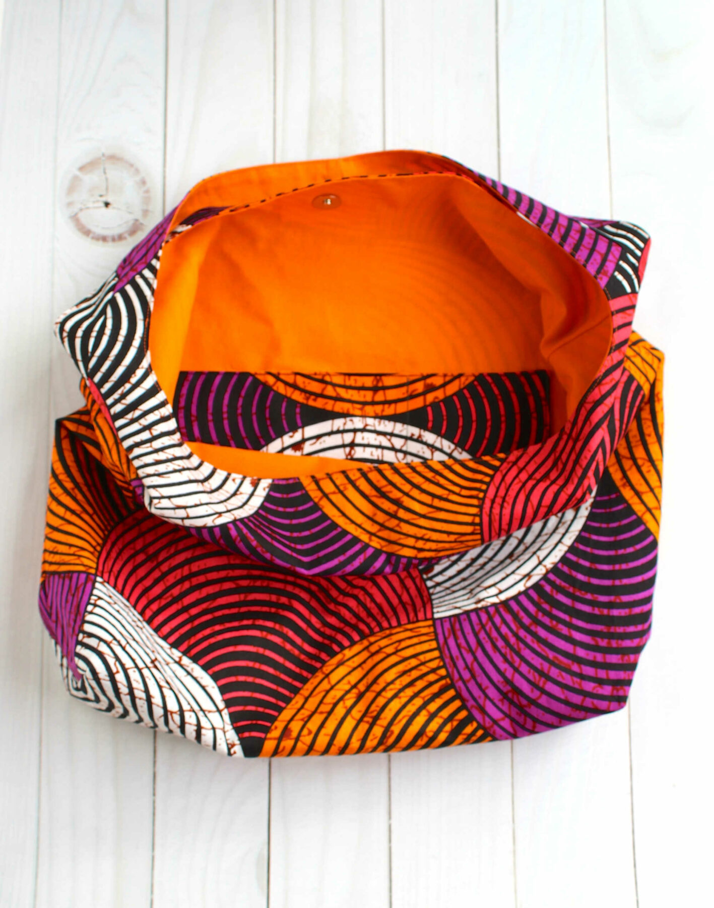 sac boho tissu wax, grand sac cabas, sac une anse porté épaule, sac à courses – Image 6
