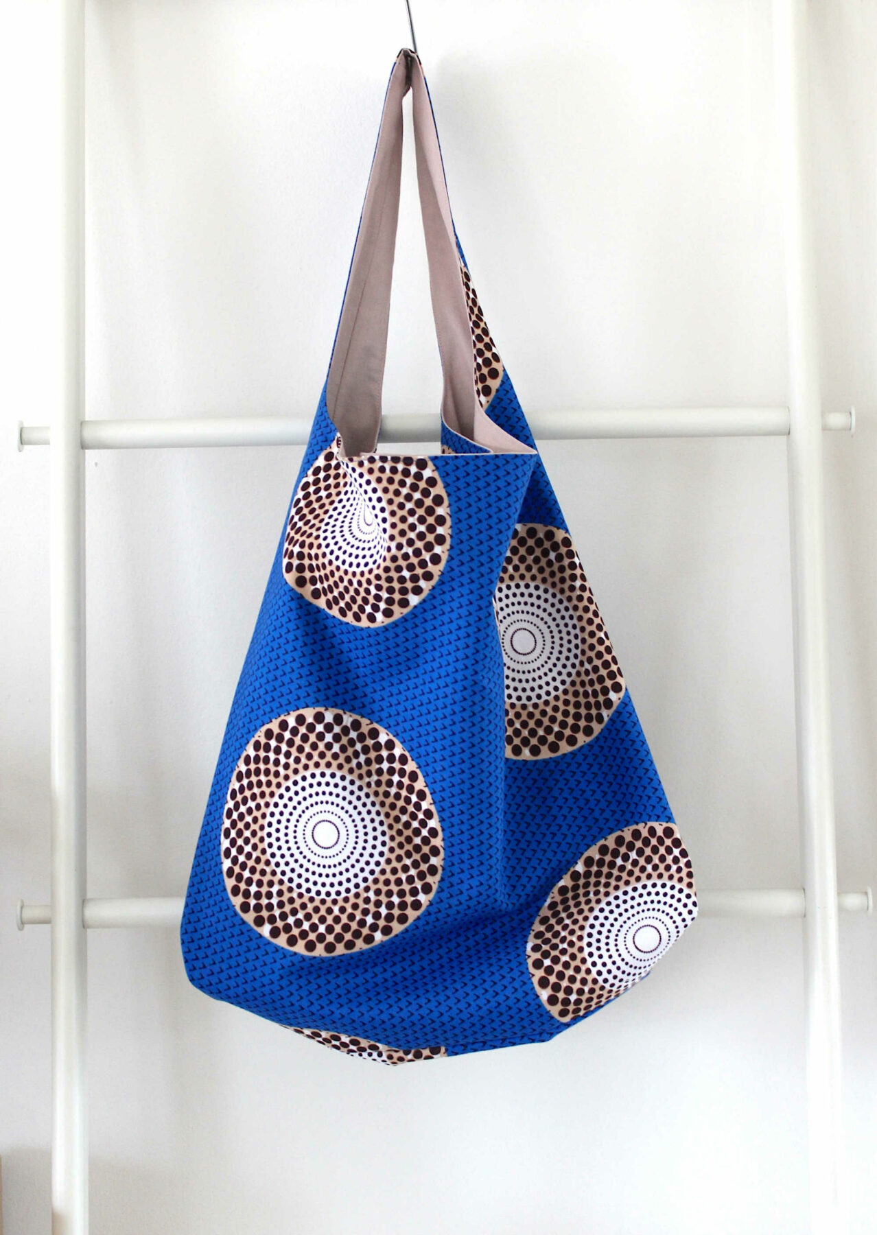 sac tissu wax une anse boho bleu