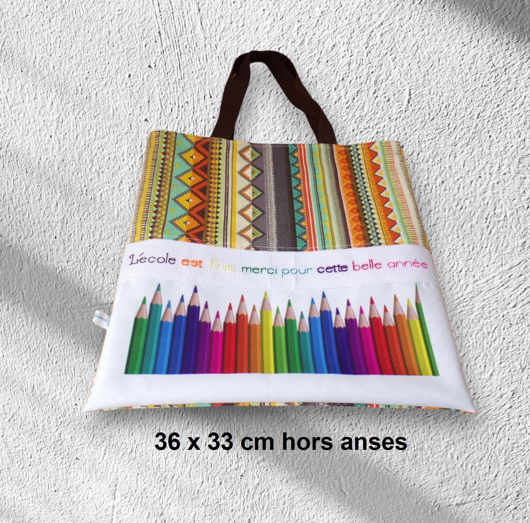 cadeau maîtresse ou maître, fin d'année scolaire, sac doublé, pochon brodé main ou coeur – Image 7