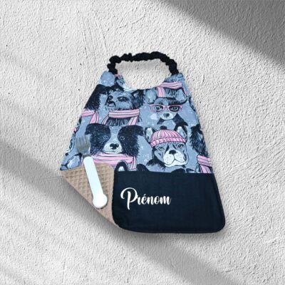 Serviette de table enfant ou pochon personnalisable , bavoir maternelle, modèle au choix