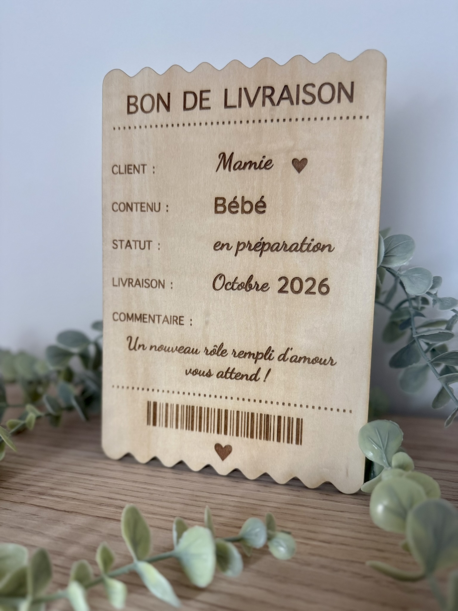 Bon de livraison personnalisable - Annonce grossesse