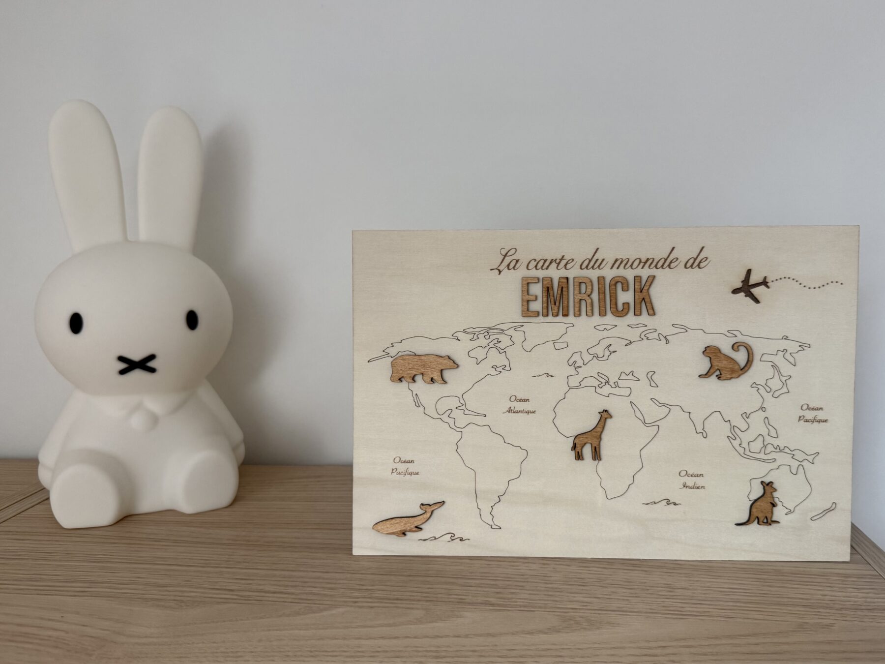 Carte du monde personnalisée avec prénom