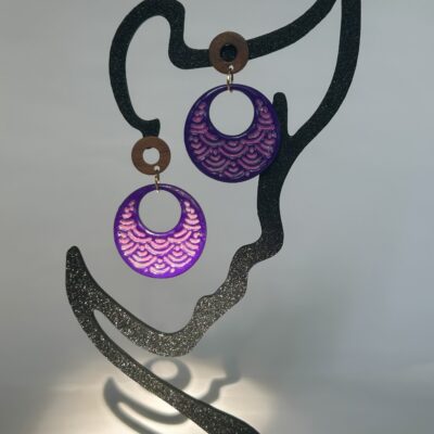 Boucles d’oreilles « Lune Océane » en pâte polymère violette