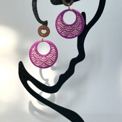 Boucles d’oreilles « Lune Océane » en pâte polymère lilas