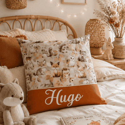 coussin naissance personnalisé animaux de la forêt