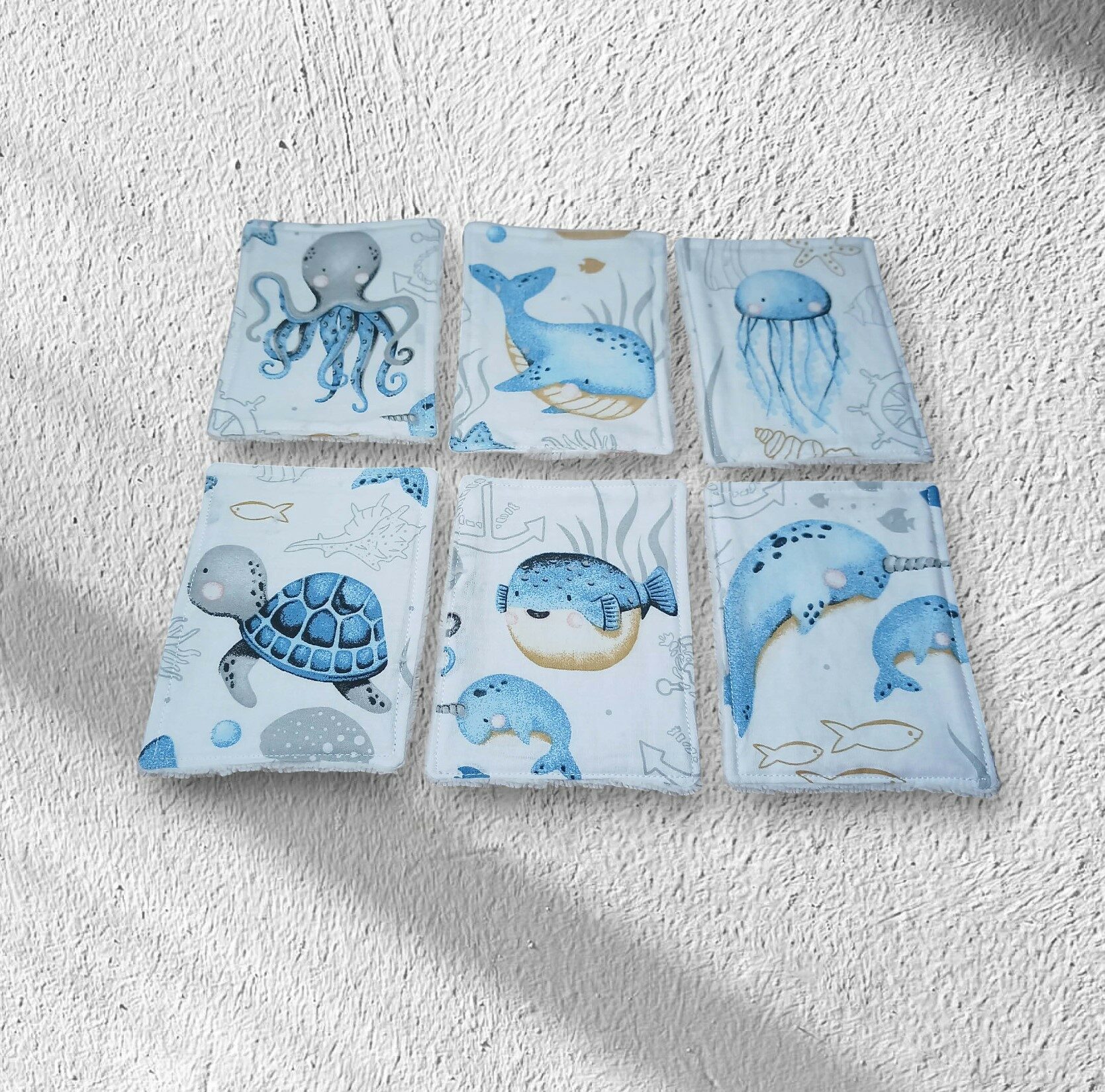 6 Débarbouillettes, grandes lingettes, enfant et bébé coton doublé bambou toute douce – Image 3