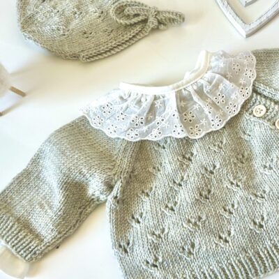 Coffret brassiere et béguin Colombine - laine mérinos- 2 pieces- 3 tailles
