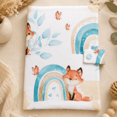 protège carnet de santé renard arc en ciel