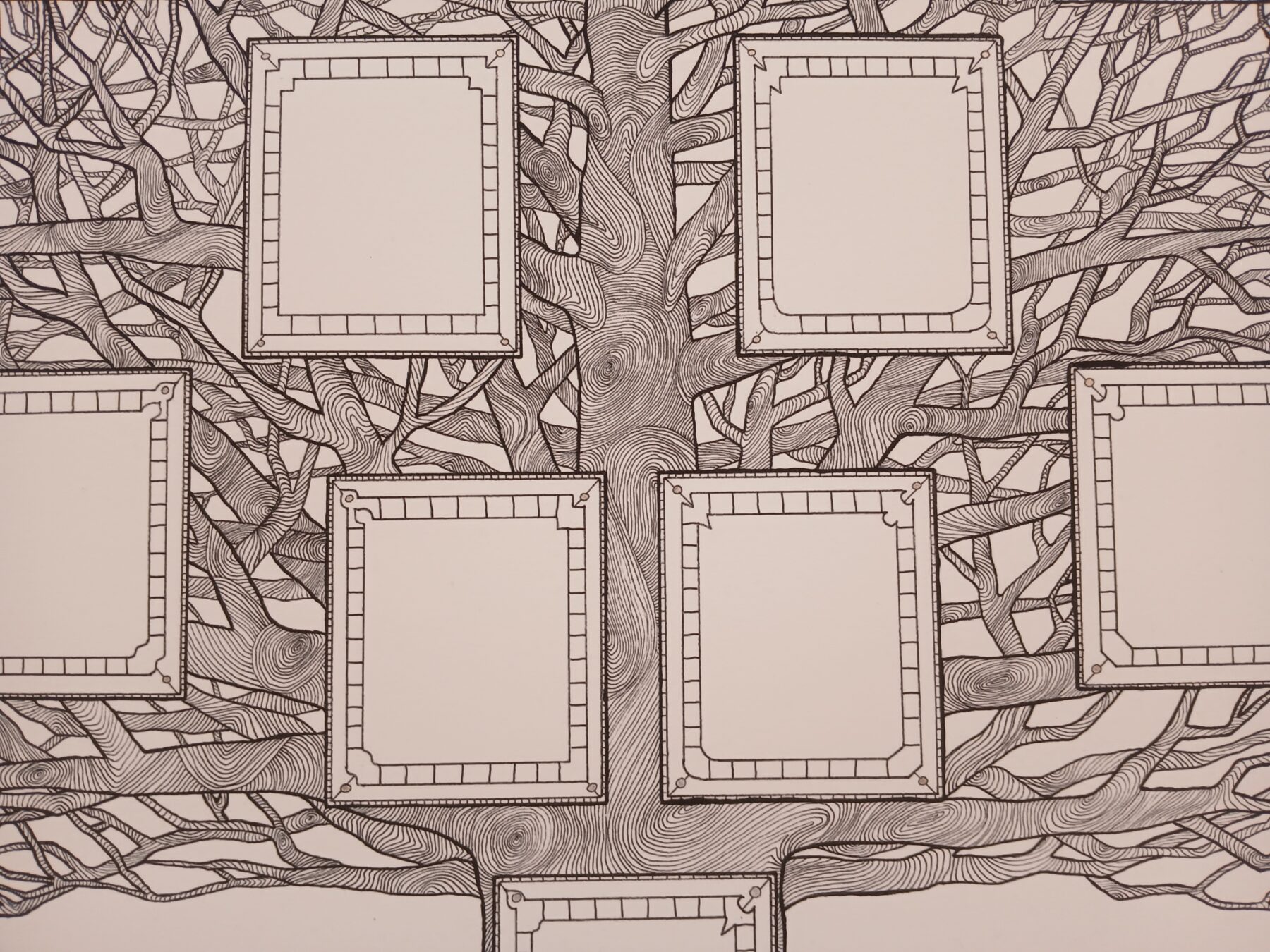 Arbre généalogique artistique à compléter, Noir et Blanc – Image 3