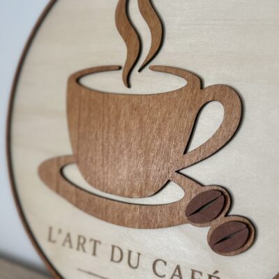 L’art du café – Cadre décoratif en bois