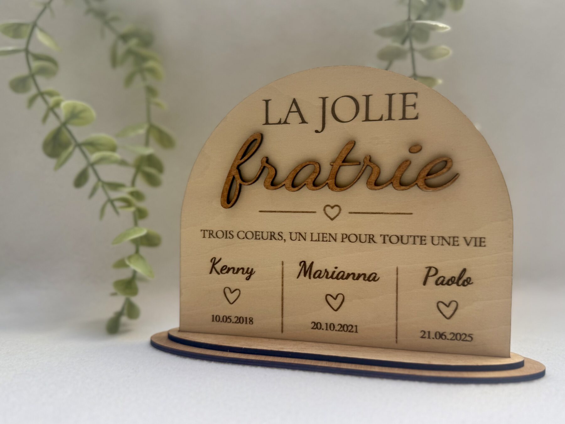 Plaque personnalisée "la jolie fratrie"