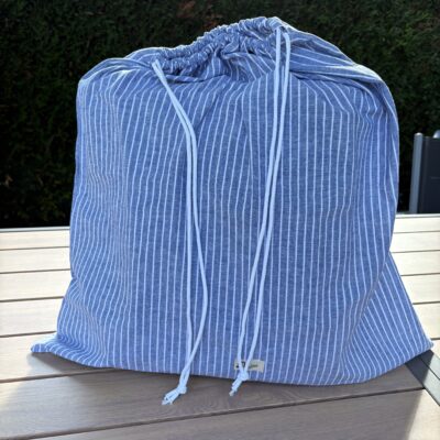 Sac a linge sale petite ou grande capacité en lin rayures bleu