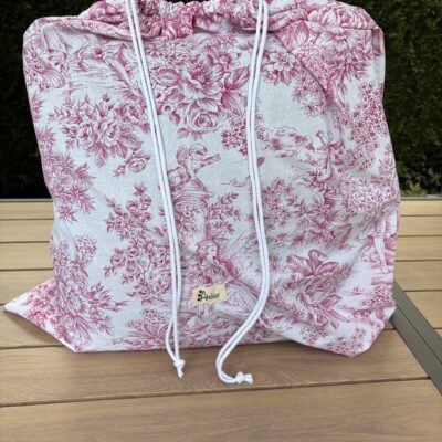 Sac à linge grande capacité en toile de Jouy Rose