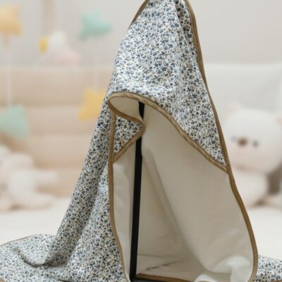 Cape de bain bébé 97x97 cm – Coton & éponge bambou Oeko-Tex – Fait main en France