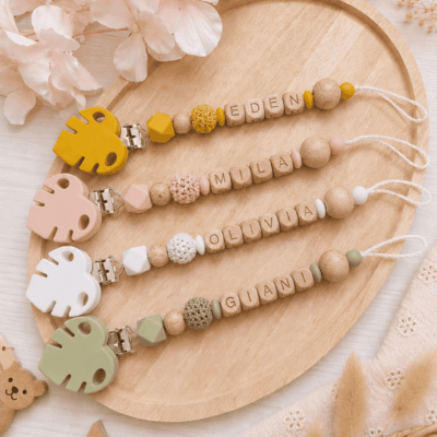 attaches tétine clip feuille