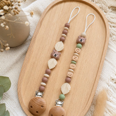 attaches tétine oursons marron