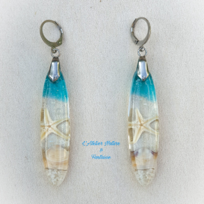 Boucles d'oreilles Artisanales " Océan " -Made In France