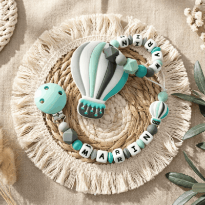 ensemble dentition montgolfière turquoise gris